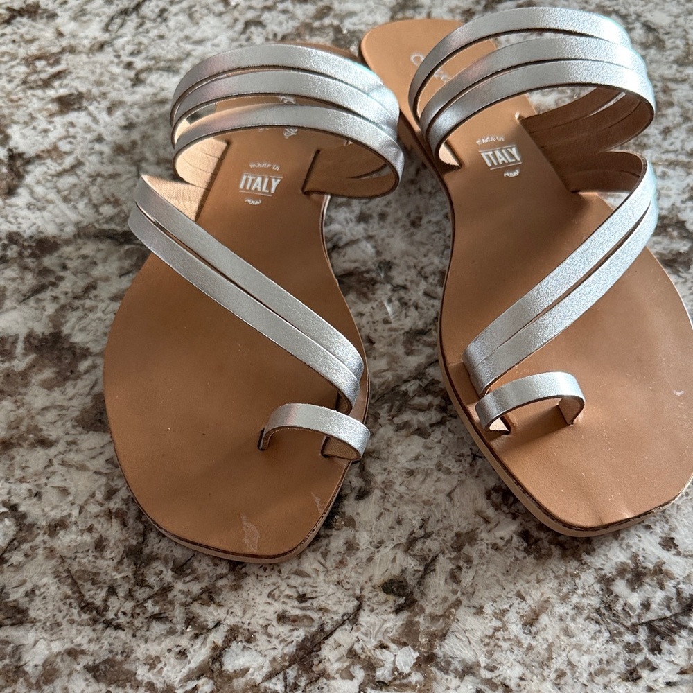 Seychelles Shimmering Silver Strappy Sandals
